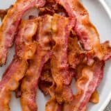Air Fryer bacon on serving plate