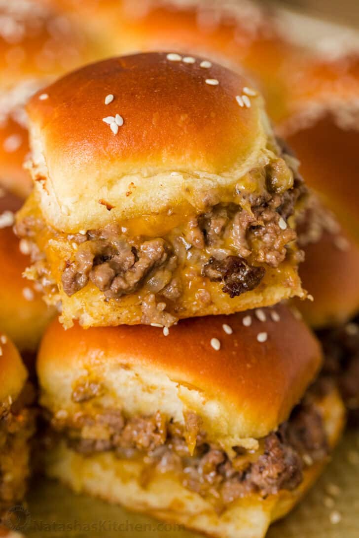 Stacked cheeseburger sliders