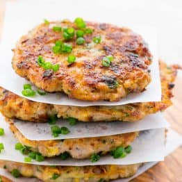 These chicken zucchini fritters are healthier than regular kotlety; being half meat and half veggie and they are super juicy and flavorful. Kids love these.
