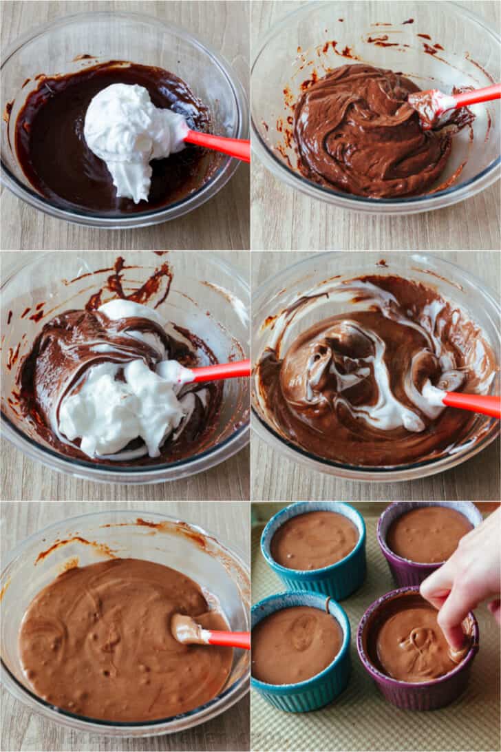 Chocolate Soufflé rises beautifully and is intensely chocolatey. Learn how to make Chocolate Soufflé with chocolate sauce and whipped cream. Step by step how to fold egg whites into chocolate sauce to make chocolate souffle