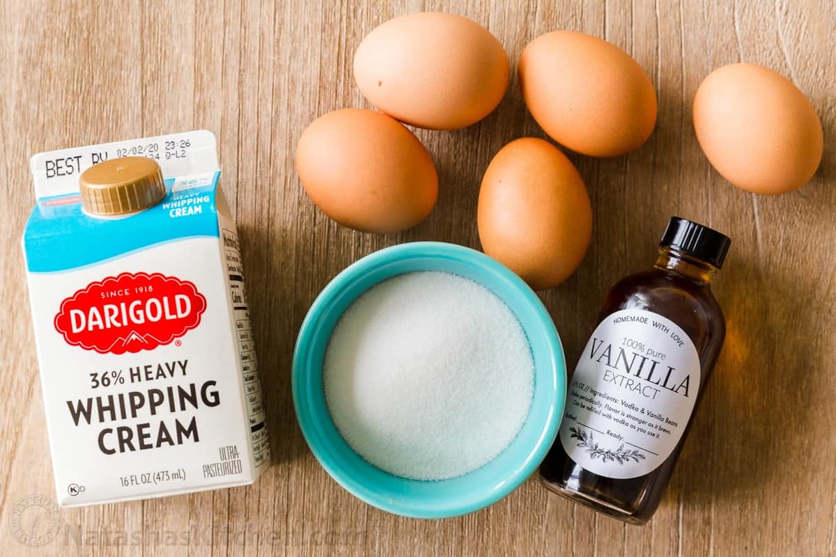 How to make vanilla creme brulee The ingredients for homemade creme brulee.