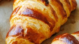 Golden baked, flaky croissant