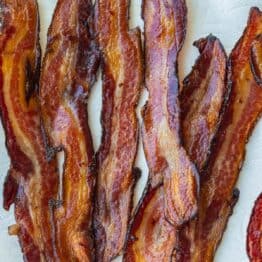 Stripped cooked after learning how to bake bacon