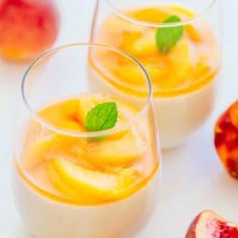 This peach mousse is loaded with fresh peaches - more than 1 lb goes into making this peach cream dessert so it actually tastes like peaches! | natashaskitchen.com