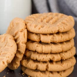 Soft peanut butter cookies stacked
