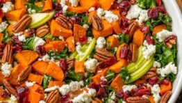 Roasted Sweet Potato Salad served over kale